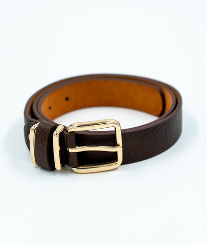 Ceinture unie avec détailles dorés marron face
