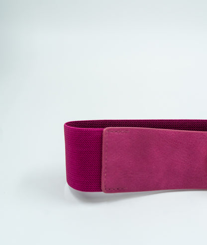 Ceinture bi-matière large avec boucle "G" rose matiere