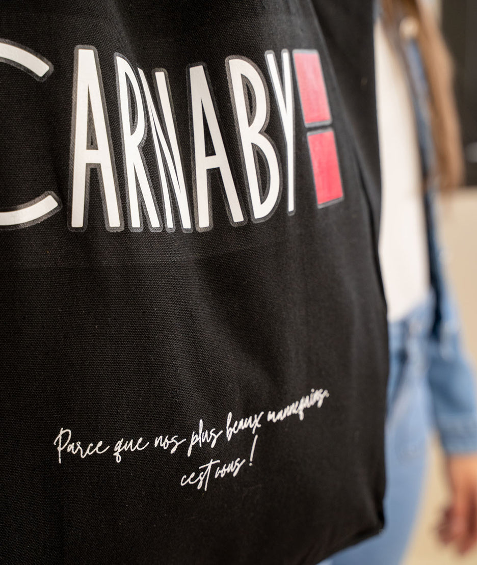 Tote Bag noir Carnaby détail logo