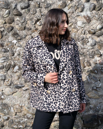 Trench imprimé leopard mi-saison face