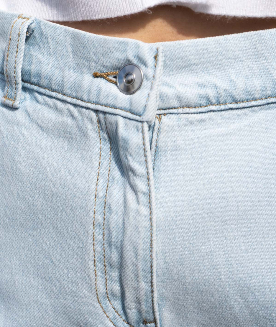 Tean large taille haute Taylor jean clair détail avant