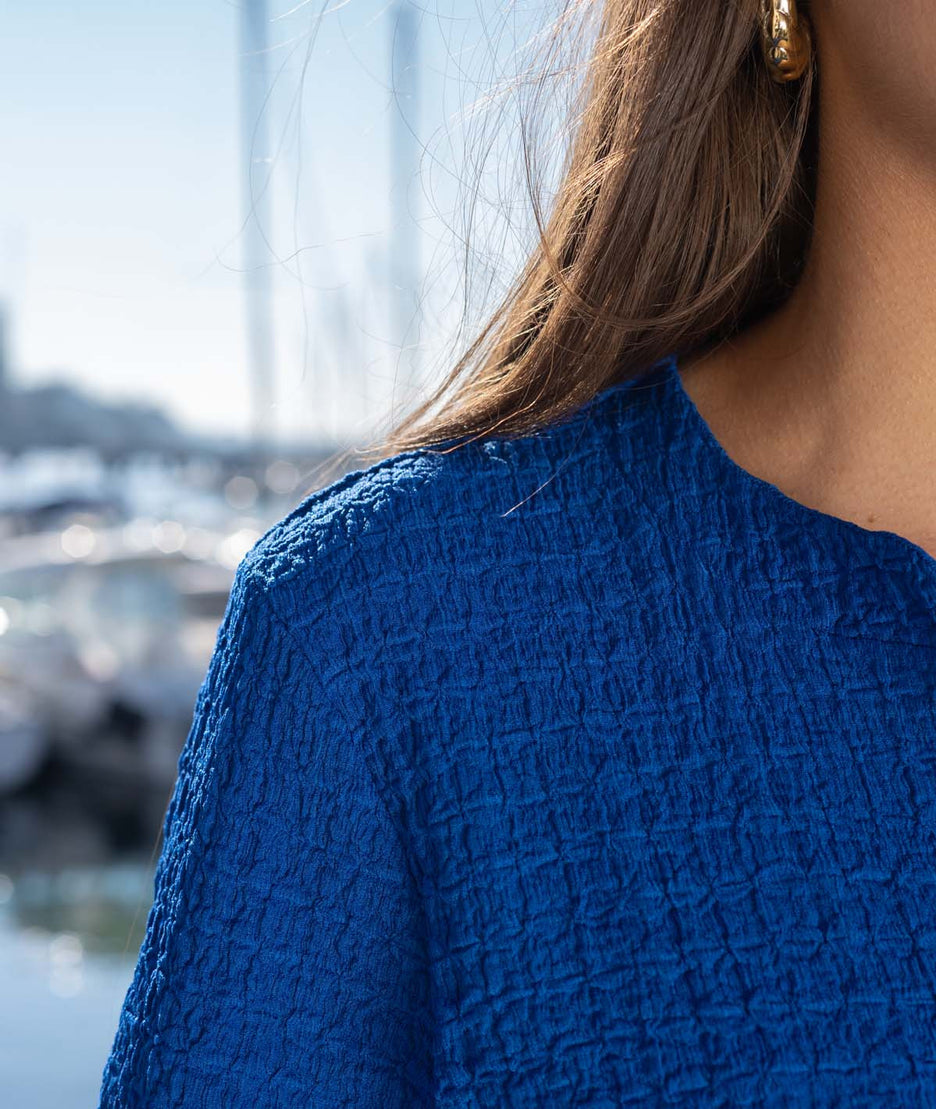 Top à manches 3/4 Tilka bleu roi épaule