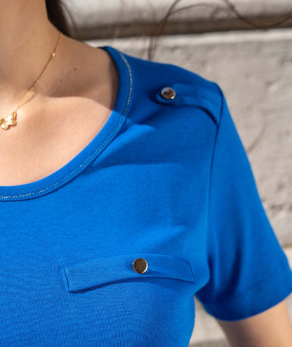 Tee-shirt 100% coton Unipo bleu détail épaule