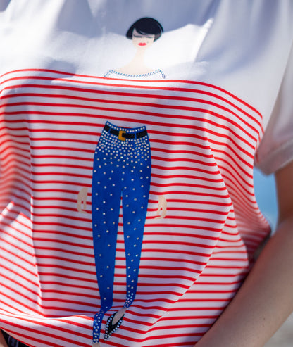 T-shirt fantaisie à rayures Mariou détails