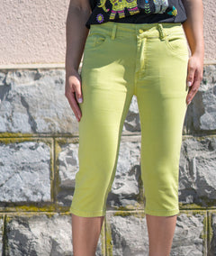 Pantacourt en jean Lotus anis face