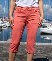 Pantacourt en jean Lotus corail face