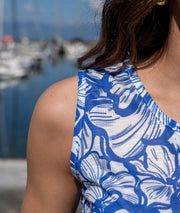 Débardeur à col v et imprimé floral bleu détail épaule