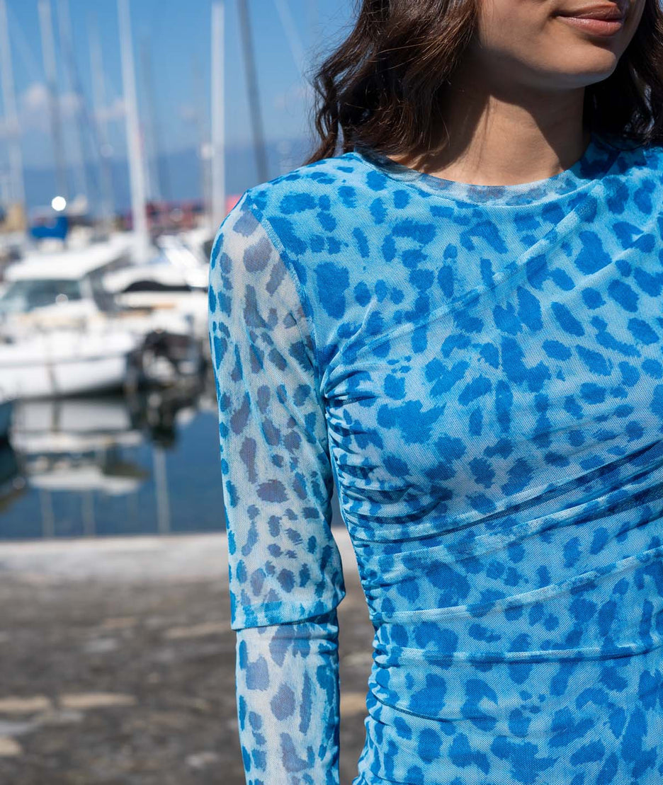 Robe longue Resileo bleu détails