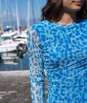 Robe longue Resileo bleu détails