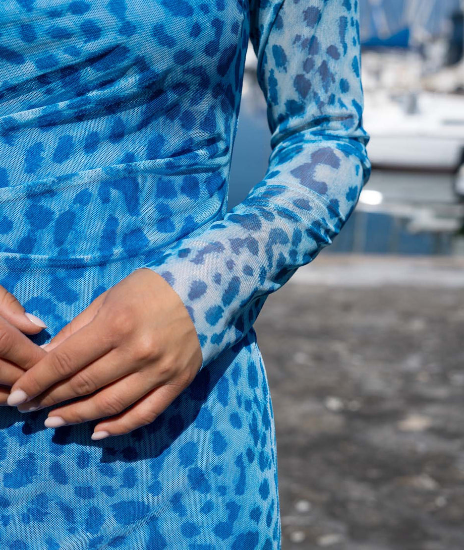 Robe longue Resileo bleu détails