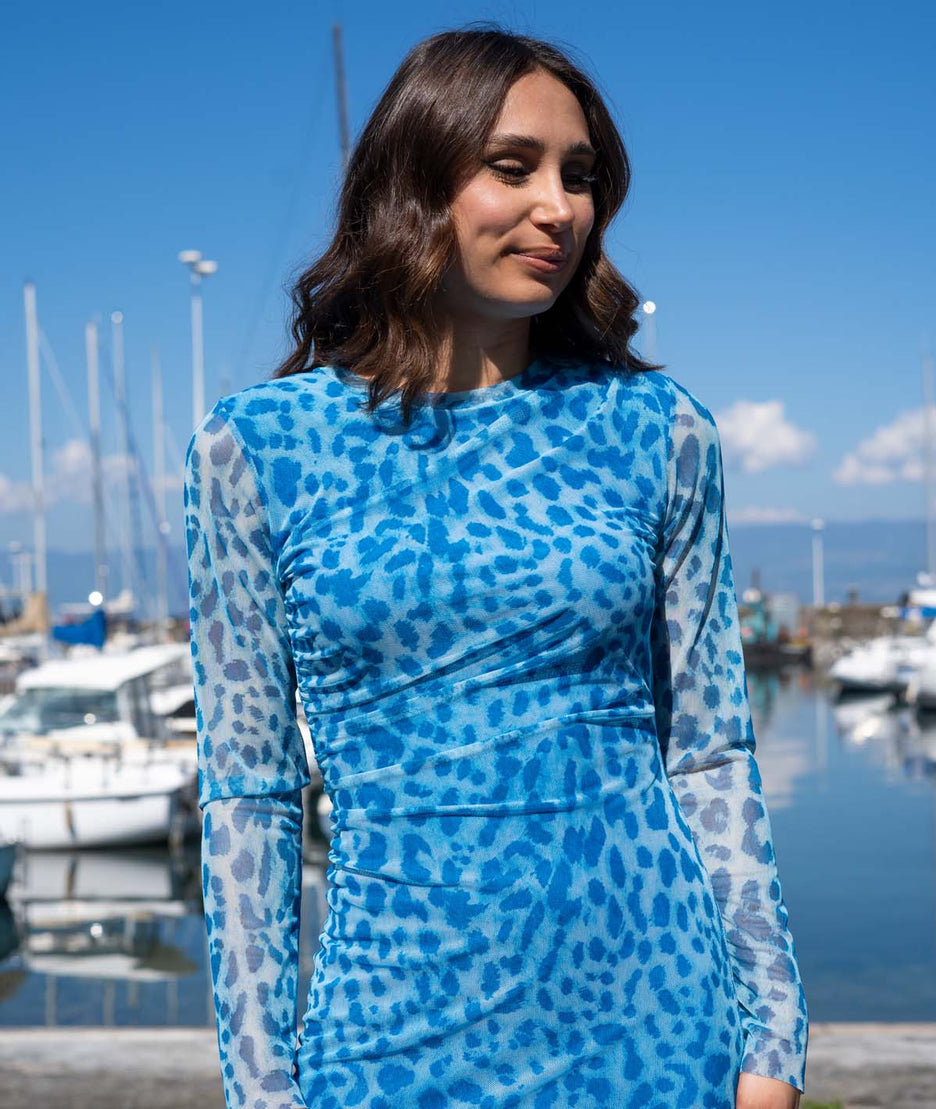 Robe longue Resileo bleu détails