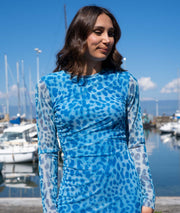 Robe longue Resileo bleu détails