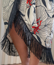 Jupe asymétrique Frara rouge détails