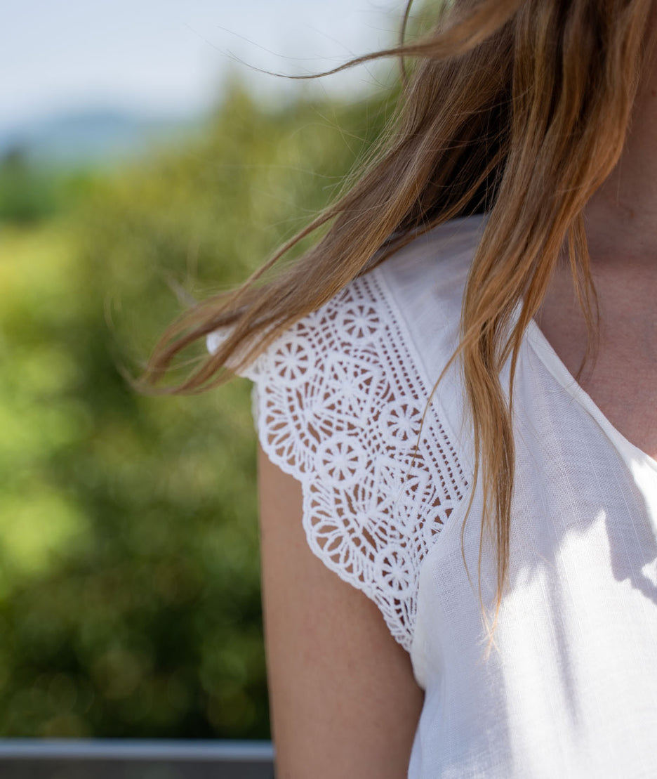 Robe longue bohème Reno blanche détails