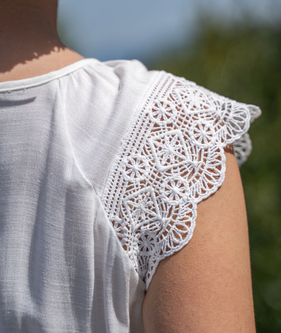 Robe longue bohème Reno blanche détails