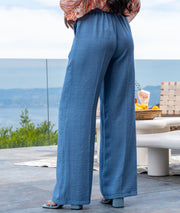 Pantalon fluide d'ensemble Tia couleur jean face arrière
