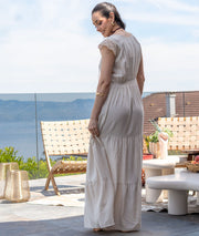 Robe longue bohème Reno beige face arrière