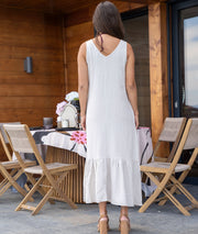 Robe mi-longue Solon blanc face arrière