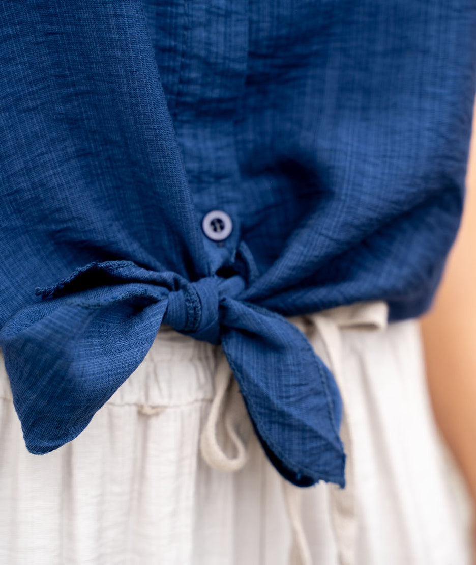 Chemise fluide Nona marine détails