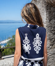 Ensemble short Beatrice marine haut dos