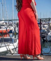 Pantalon fluide Léa rouge dos