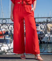 Pantalon fluide Léa rouge face