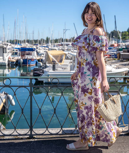 Robe longue Gaby violet coté