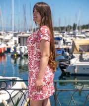 Robe courte à broderies Rodon rouge coté
