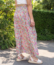 Jupe longue motif fleuri dos