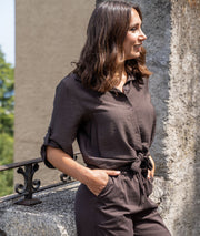 Chemise fluide Nona marron côté