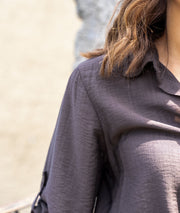 Chemise fluide Nona marron détail épaule