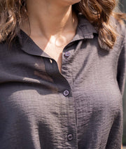 Chemise fluide Nona marron détail col