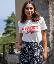 T-shirt à inscription "Sweetlife" rouge face