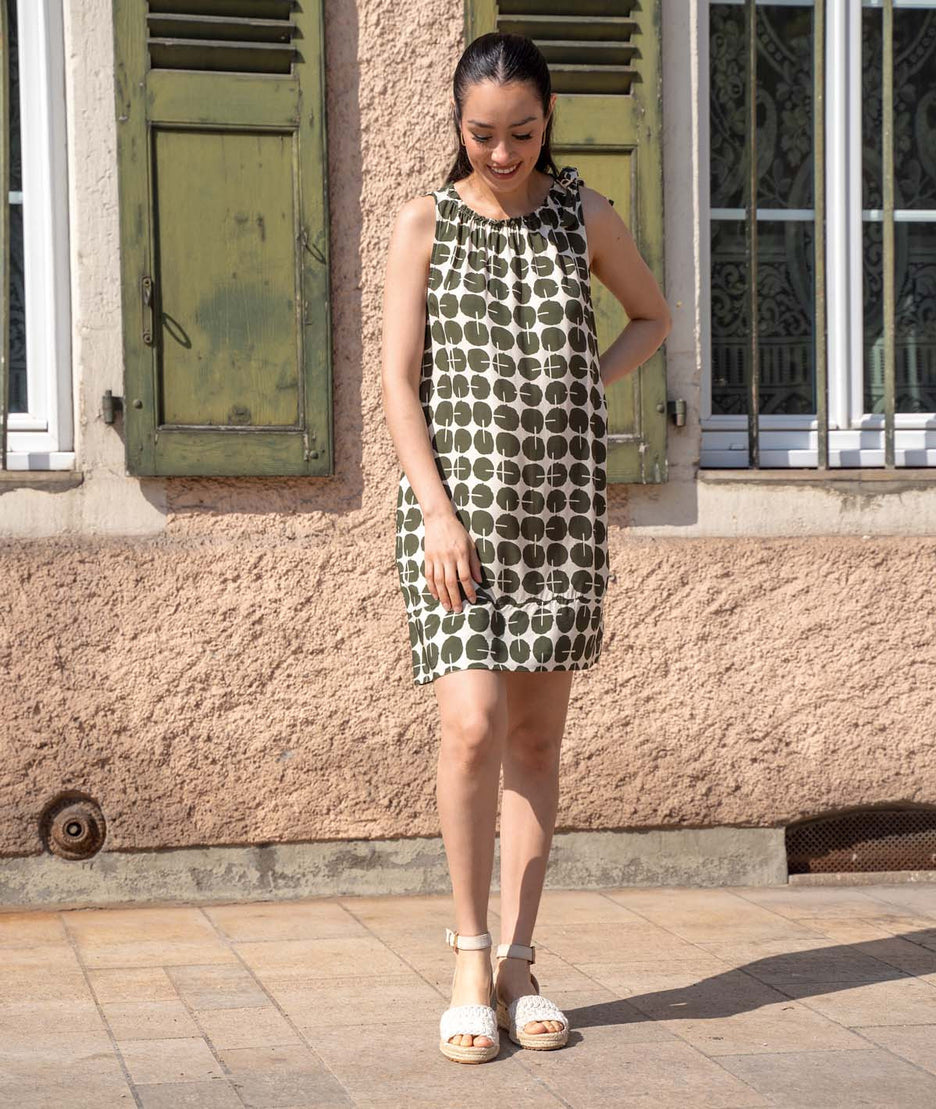 Robe courte Rond kaki face