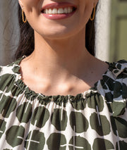 Robe courte Rond kaki détail col