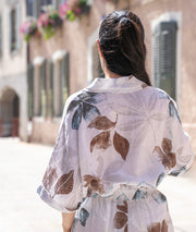 Chemise en lin Flowa blanc dos