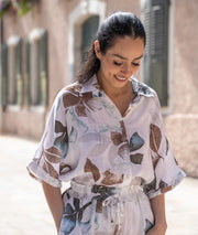 Chemise en lin Flowa blanc face