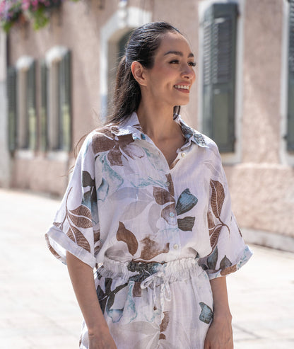 Chemise en lin Flowa blanc face