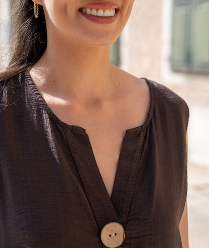 Débardeur effet lin Kool choco détails