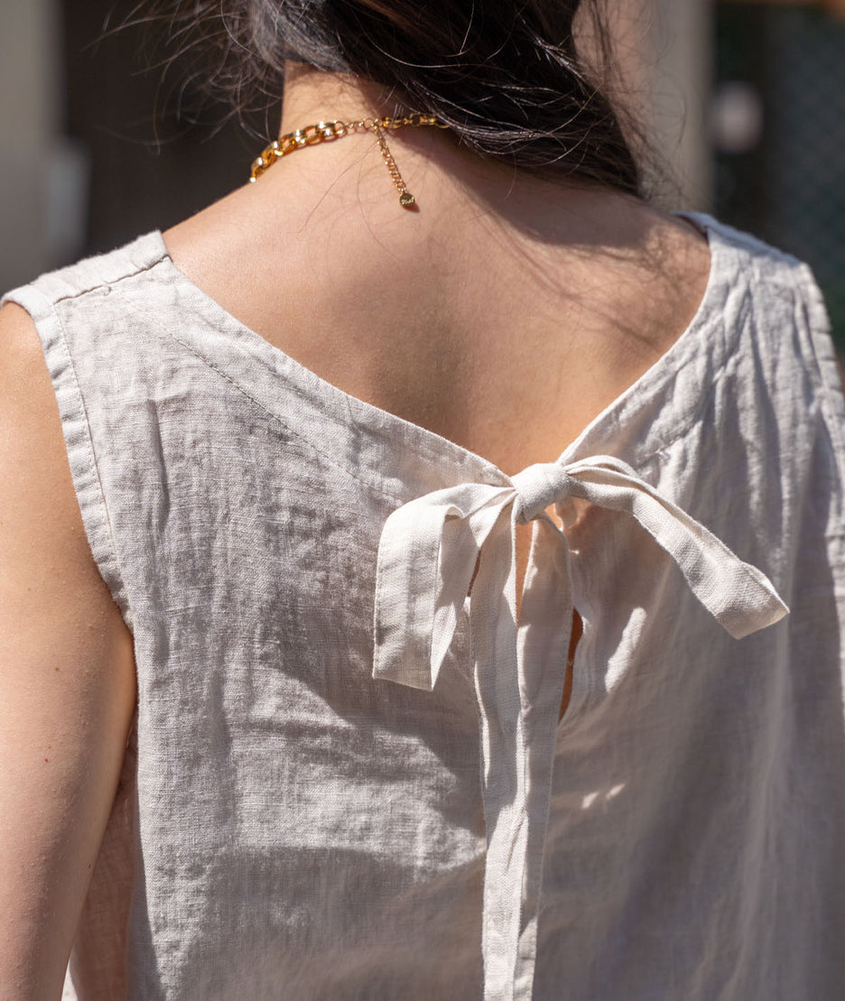 Débardeur en lin Lino beige détails