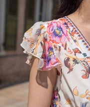 Robe longue en mousseline Bohelia détails