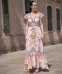 Robe longue en mousseline Bohelia - ecru