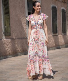 Robe longue en mousseline Bohelia face