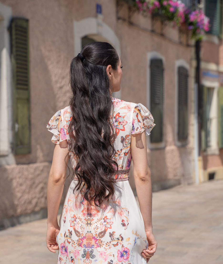 Robe longue en mousseline Bohelia - ecru