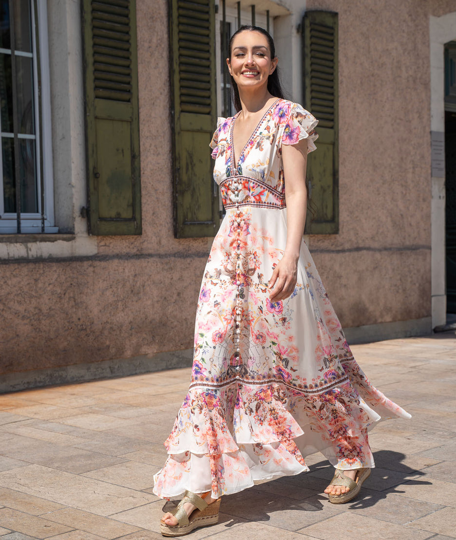 Robe longue en mousseline Bohelia face