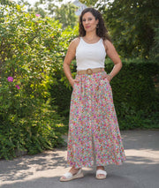 Jupe longue motif fleuri tenue complète