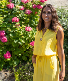 Débardeur effet lin Kool jaune face