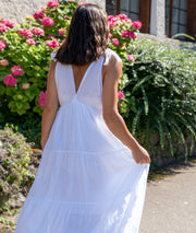 Robe unie longue en Coton Bess blanc dos