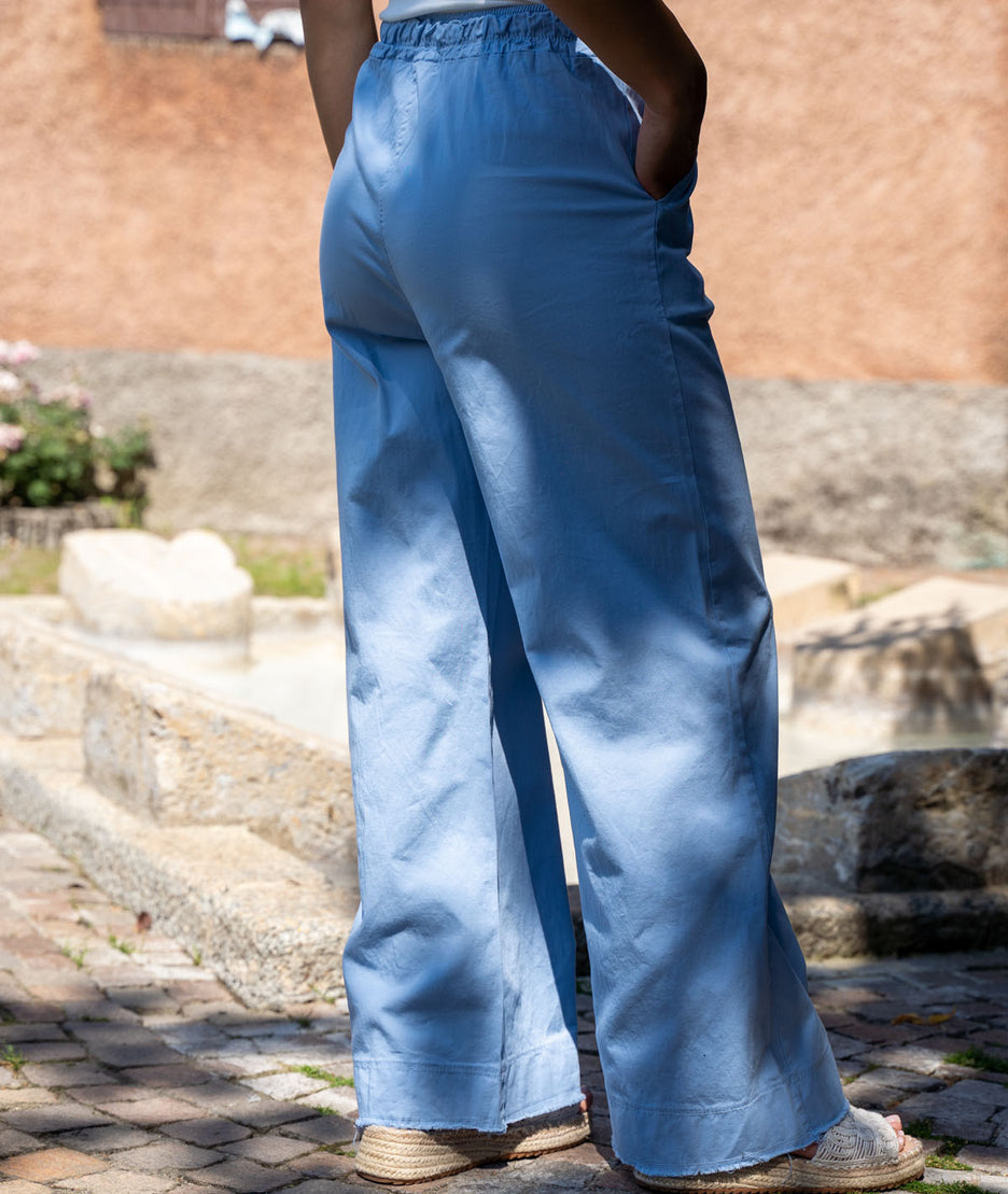 Pantalon large Larro ciel dos