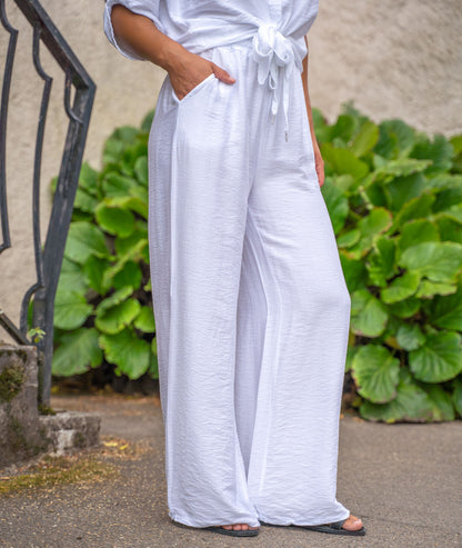 Pantalon fluide Léa blanc coté